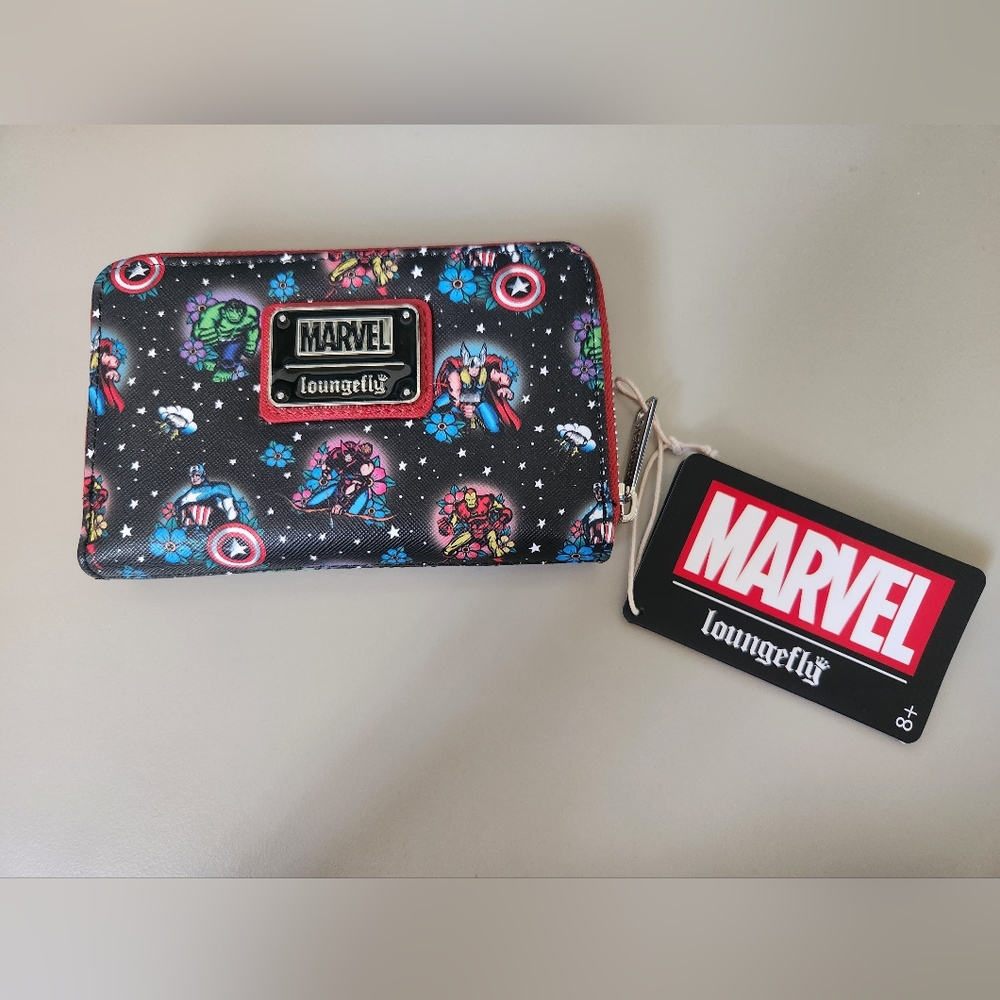 NWT Loungefly Marvel Avengers Tatoo Zip Around Wallet